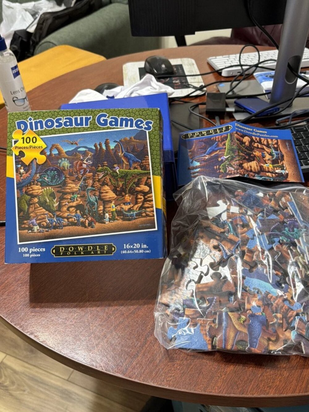 Dowdle Folk Art Dinosaur Games 100 Piece Jigsaw Puzzle - Complete